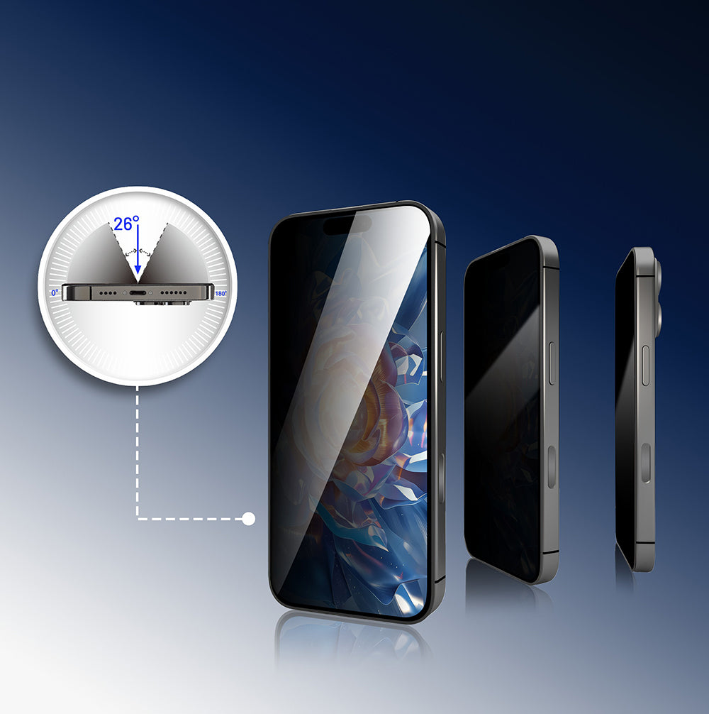 Apple iPhone 13 Pro Mohseven Safir Coating Privacy Hayalet Temperli Cam Ekran Koruyucu Siyah