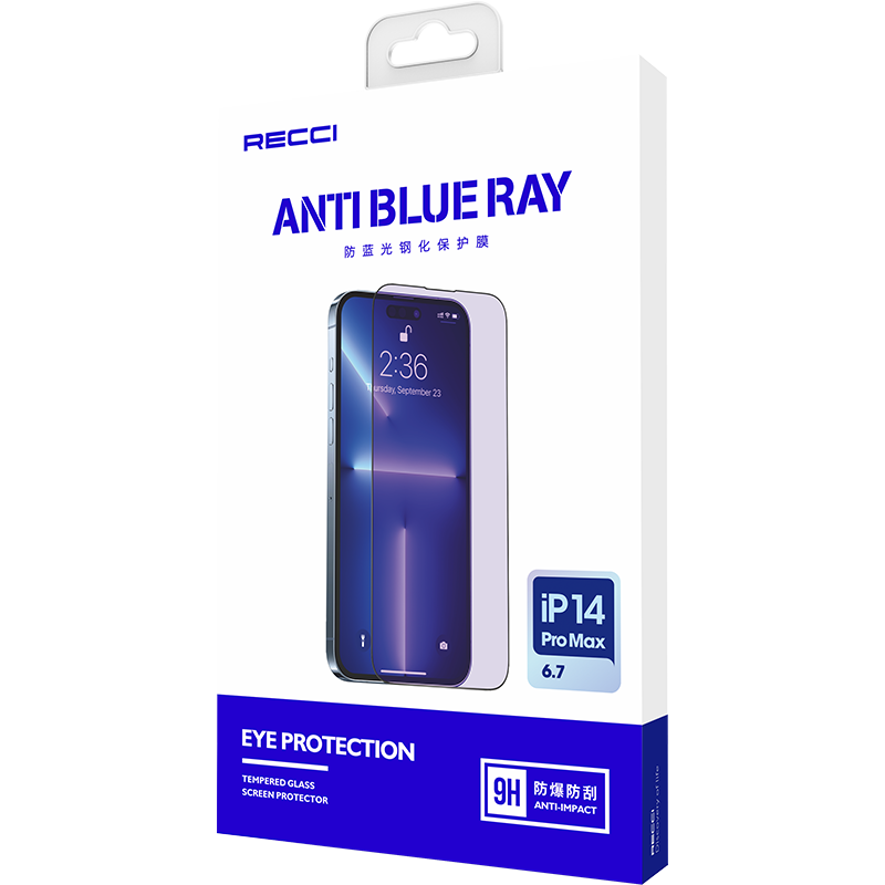 Apple iPhone 13 Pro Recci Anti-Blue Light Cam Ekran Koruyucu Renksiz