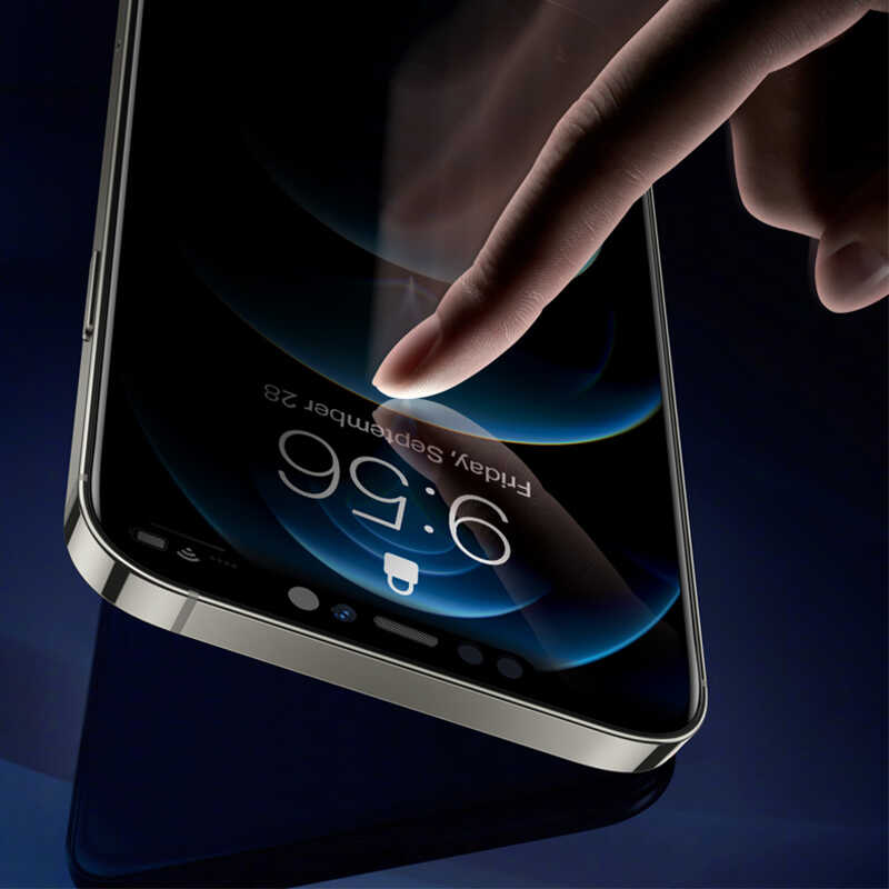 Apple iPhone 13 Pro Wiwu Easy İnstall iPrivacy Temperli Ekran Koruyucu Siyah