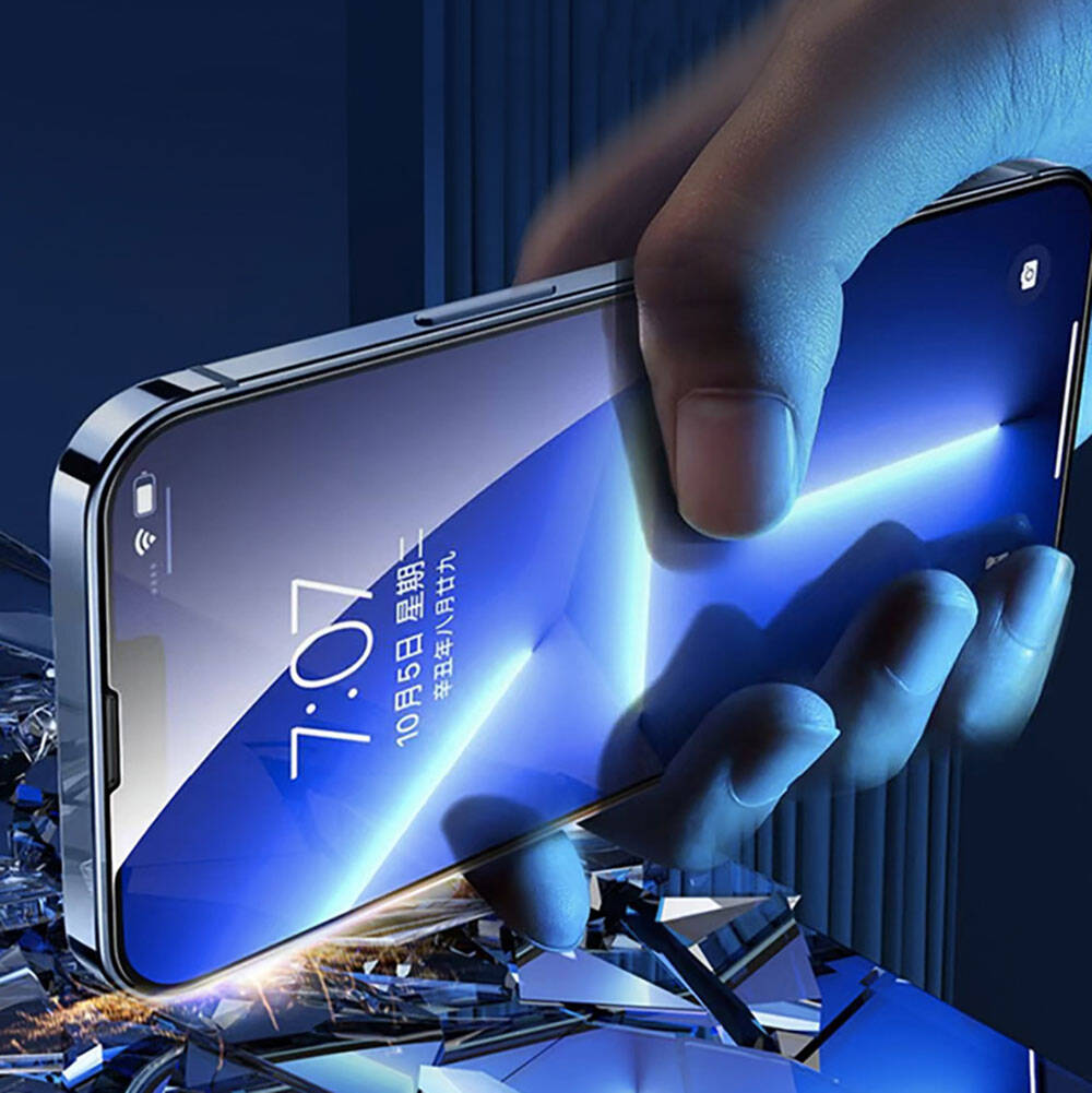 Apple iPhone 13 Recci RSP-A10 HD Temperli Cam Ekran Koruyucu + Kolay Uygulama Aparatlı Siyah