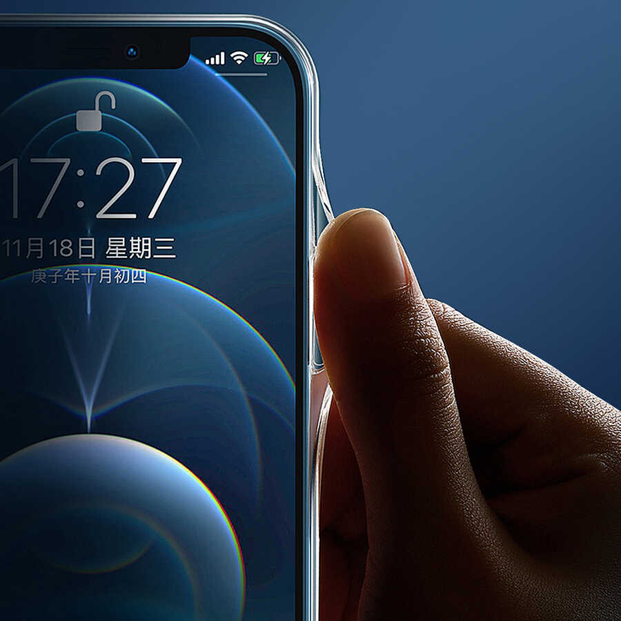 Apple iPhone 13 Wiwu M-safe Şarj Özellikli Lens Korumalı Şeffaf Silikon Kapak Mavi