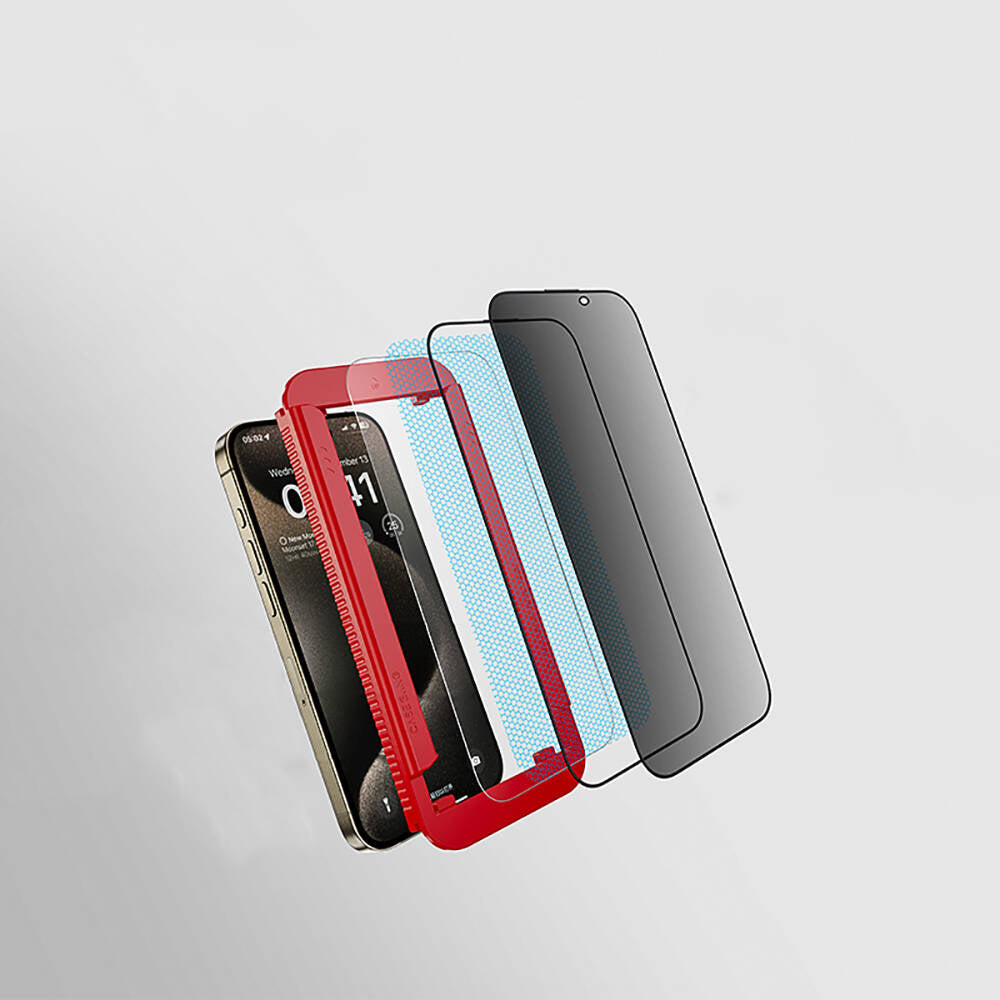 Apple iPhone 14 Casebang Privacy Ekran Koruyucu + Kolay Uygulama Aparatı Siyah