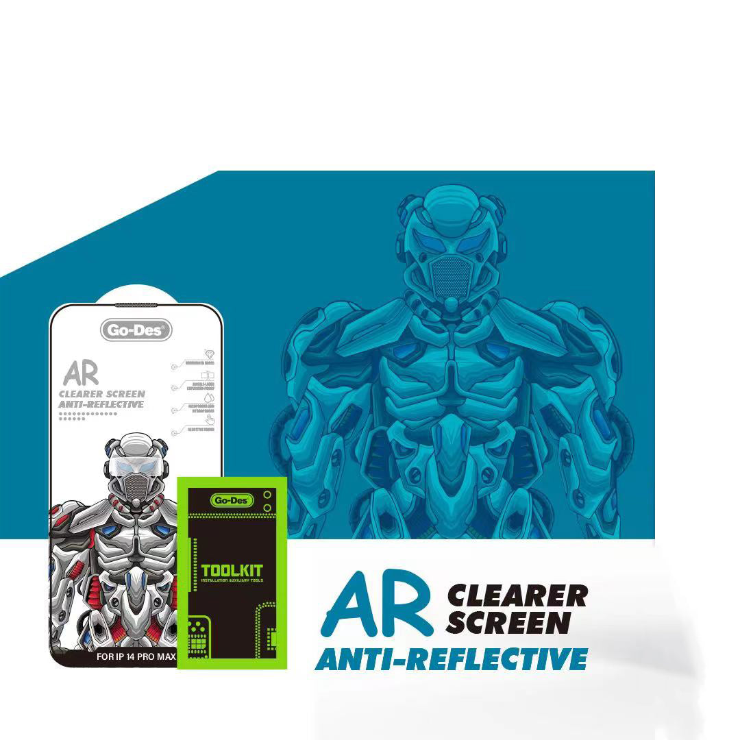 Apple iPhone 14 Go Des Anti Reflective Temperli Cam Ekran Koruyucu Siyah