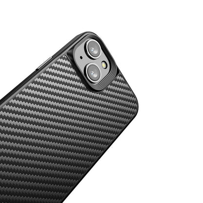 Apple iPhone 14 Kılıf Aramid Karbon Fiber M-safe Özellikli Wlons Radison Kapak Siyah