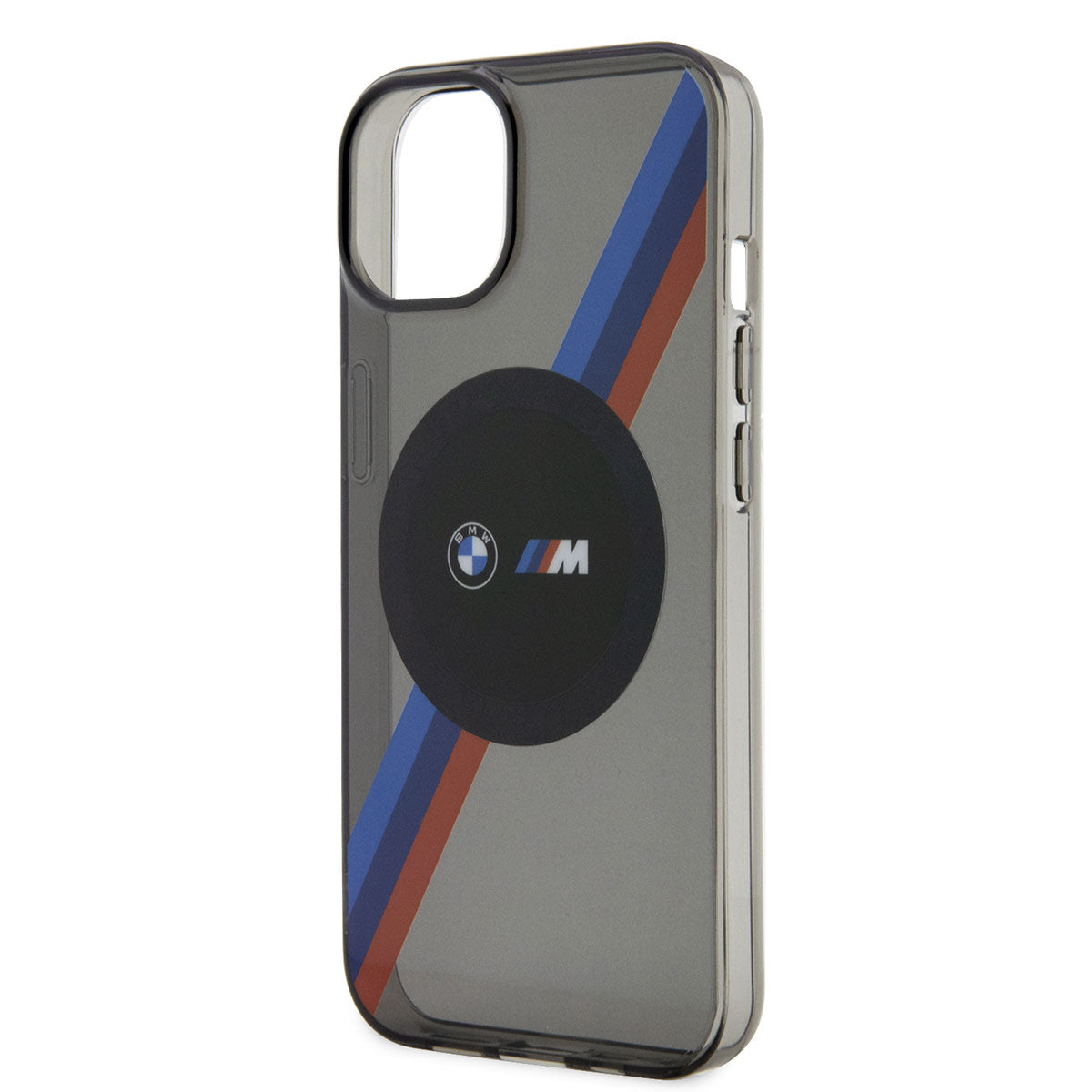 Apple iPhone 14 Kılıf BMW M-safe Şarj Özellikli Transparan 3 Renkli Şerit Dizayn Kapak Gri