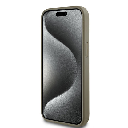 Apple iPhone 14 Kılıf DKNY Orjinal Lisanslı Taşlı DKNY Yazılı Metalik Rhinestones PU Deri Kapak Kahverengi