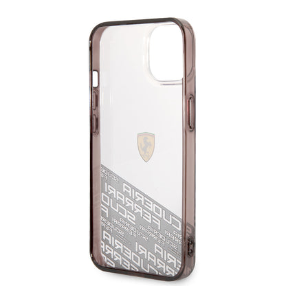 Apple iPhone 14 Kılıf Ferrari Orjinal Lisanlı Transparan Alt Kısım Baskılı Dizayn Kapak Gümüş