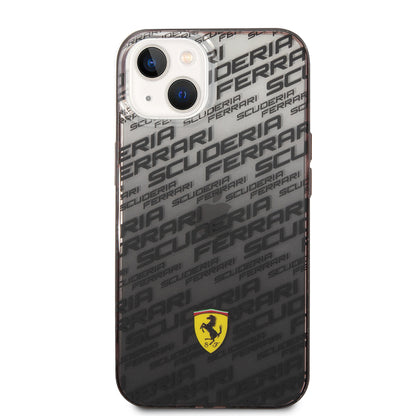 Apple iPhone 14 Kılıf Ferrari Orjinal Lisanlı Transparan SF Baskılı Dizayn Kapak Siyah