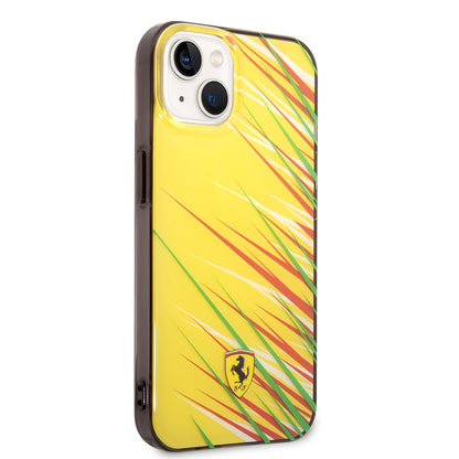 Apple iPhone 14 Kılıf Ferrari Orjinal Lisanslı Baskı Logolu Çimen Desenli Kapak Siyah