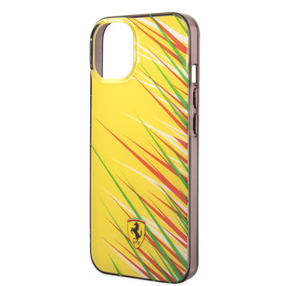 Apple iPhone 14 Kılıf Ferrari Orjinal Lisanslı Baskı Logolu Çimen Desenli Kapak Kırmızı