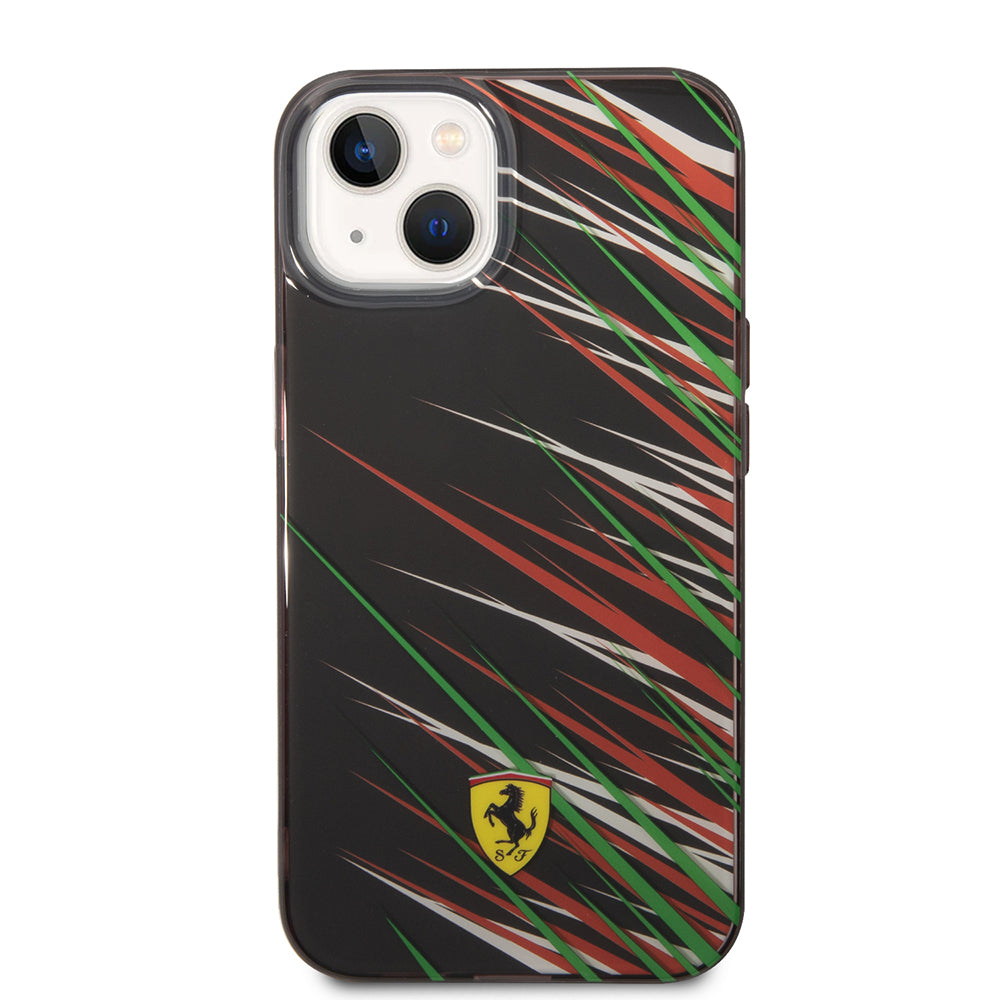 Apple iPhone 14 Kılıf Ferrari Orjinal Lisanslı Baskı Logolu Çimen Desenli Kapak Kırmızı