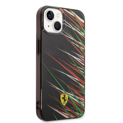 Apple iPhone 14 Kılıf Ferrari Orjinal Lisanslı Baskı Logolu Çimen Desenli Kapak Sarı