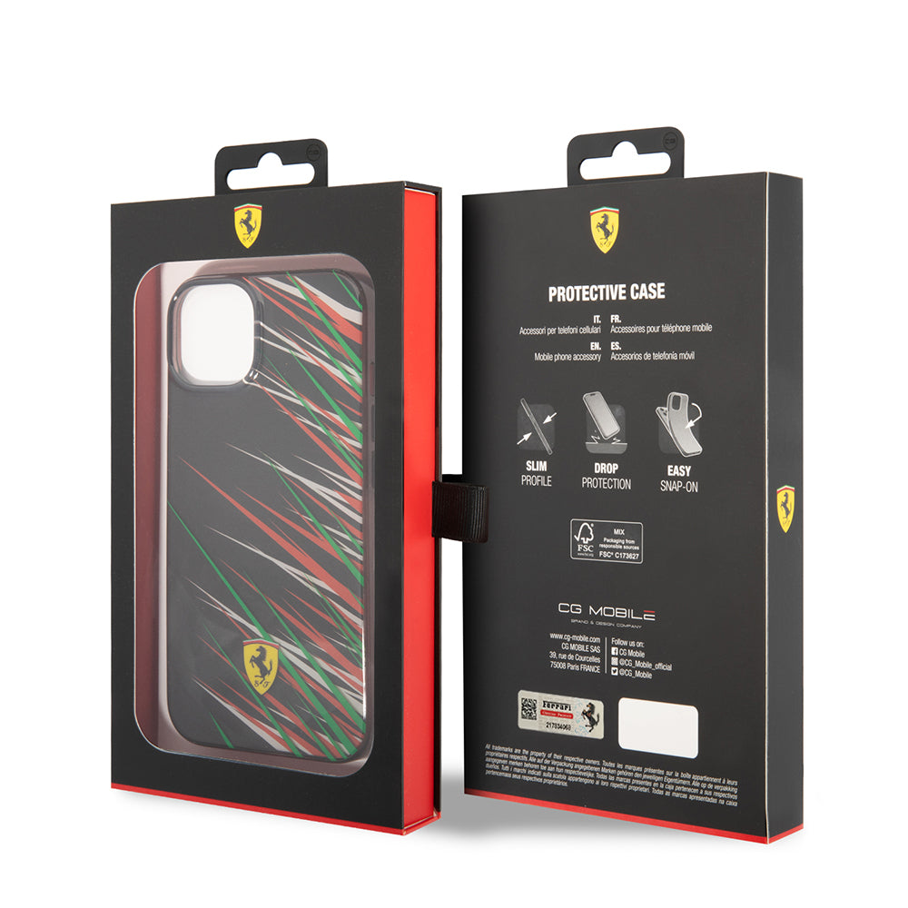 Apple iPhone 14 Kılıf Ferrari Orjinal Lisanslı Baskı Logolu Çimen Desenli Kapak Kırmızı