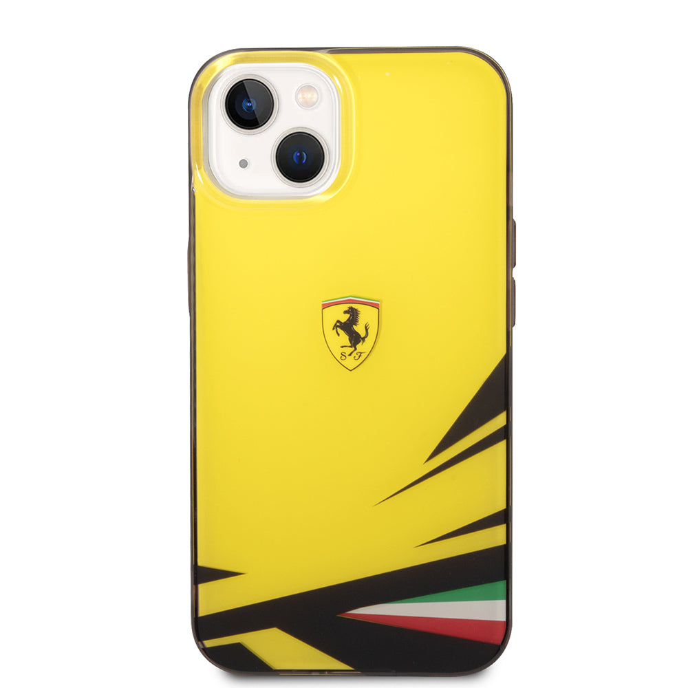 Apple iPhone 14 Kılıf Ferrari Orjinal Lisanslı Baskı Logolu İtalyan Bayrak Baskılı Dizayn Kapak Kırmızı