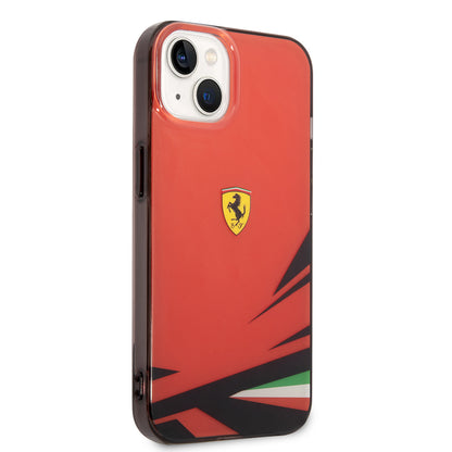 Apple iPhone 14 Kılıf Ferrari Orjinal Lisanslı Baskı Logolu İtalyan Bayrak Baskılı Dizayn Kapak Sarı