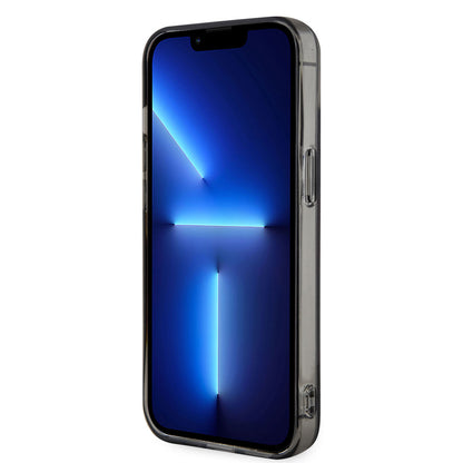 Apple iPhone 14 Kılıf Ferrari Orjinal Lisanslı M-safe Şarj Özellikli Yatay Çizgili Dizayn Kapak Siyah