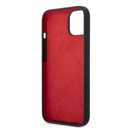 Apple iPhone 14 Kılıf Ferrari Orjinal Lisanslı Silikon Metal Logo Dizayn Kapak Siyah
