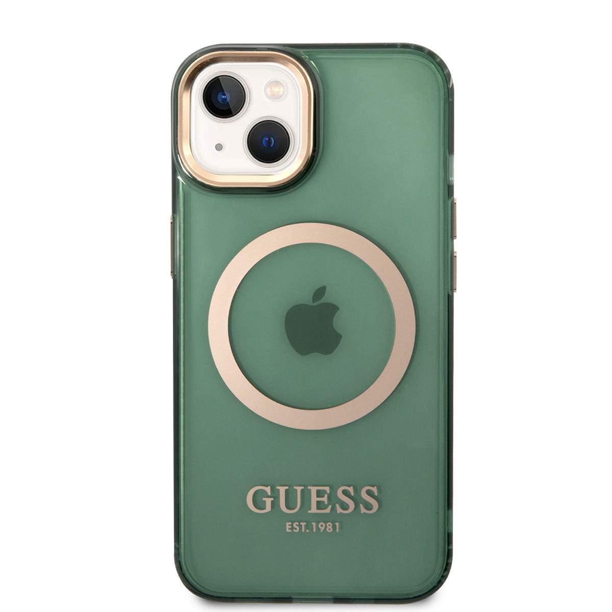 Apple iPhone 14 Kılıf GUESS M-safe Şarj Özellikli Airbagli Dizayn Kapak Yeşil