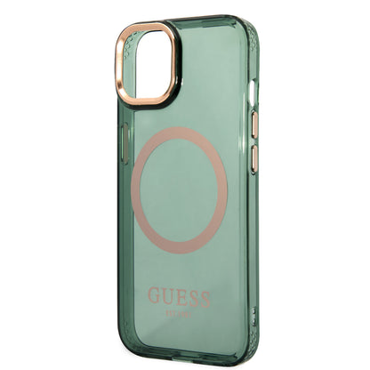 Apple iPhone 14 Kılıf GUESS M-safe Şarj Özellikli Airbagli Dizayn Kapak Yeşil