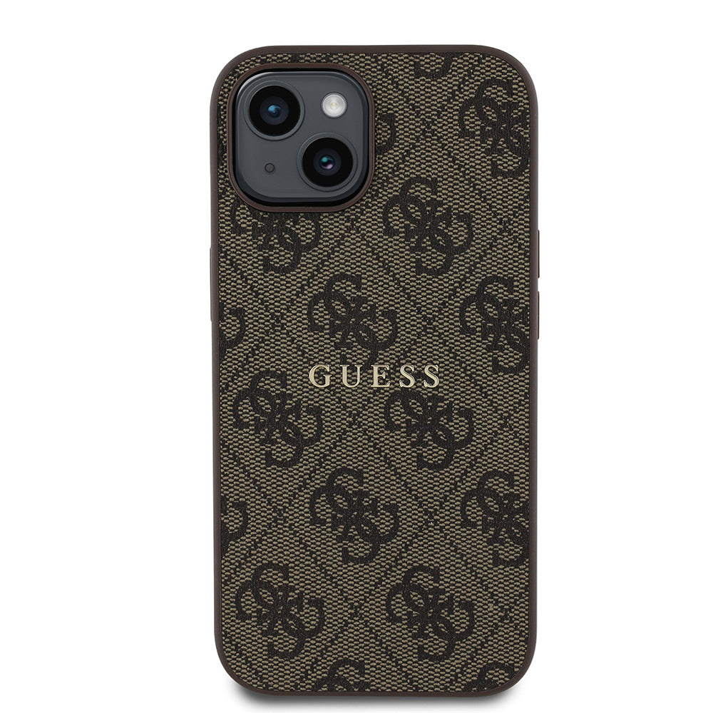 Apple iPhone 14 Kılıf Guess Orjinal Lisanslı M-safe Şarj Özellikli 4G Desen Yazı Logolu Kapak Pembe