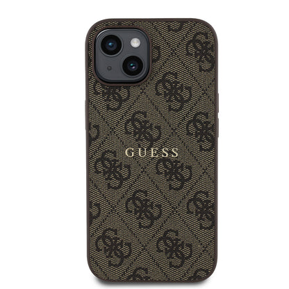 Apple iPhone 14 Kılıf Guess Orjinal Lisanslı M-safe Şarj Özellikli 4G Desen Yazı Logolu Kapak Pembe