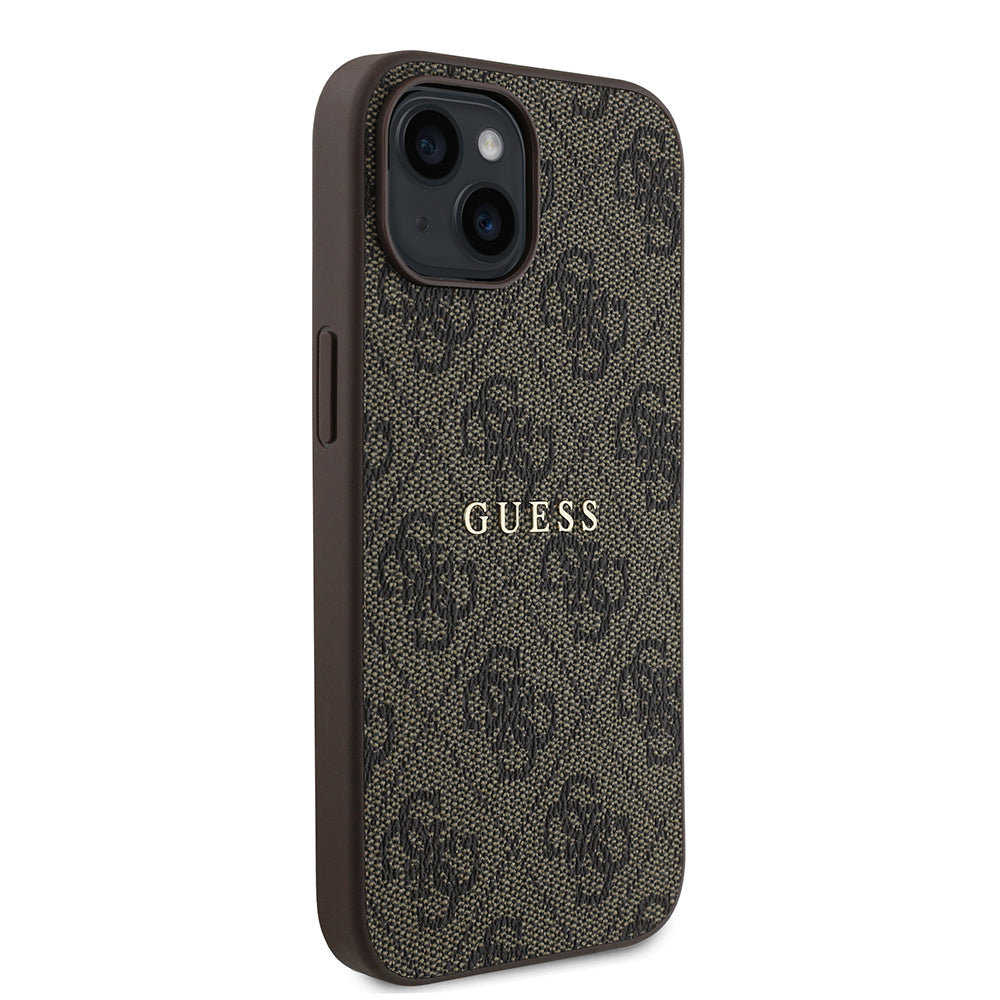 Apple iPhone 14 Kılıf Guess Orjinal Lisanslı M-safe Şarj Özellikli 4G Desen Yazı Logolu Kapak Pembe