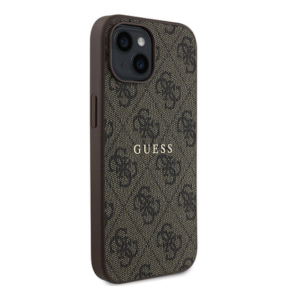 Apple iPhone 14 Kılıf Guess Orjinal Lisanslı M-safe Şarj Özellikli 4G Desen Yazı Logolu Kapak Pembe