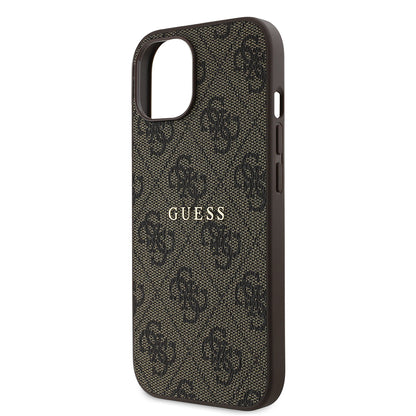 Apple iPhone 14 Kılıf Guess Orjinal Lisanslı M-safe Şarj Özellikli 4G Desen Yazı Logolu Kapak Pembe