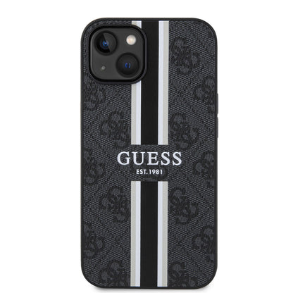 Apple iPhone 14 Kılıf Guess Orjinal Lisanslı M-safe Şarj Özellikli 4G Şerit Tasarımlı Printed Kapak Pembe