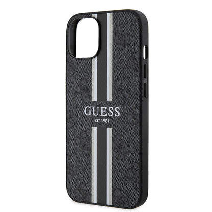 Apple iPhone 14 Kılıf Guess Orjinal Lisanslı M-safe Şarj Özellikli 4G Şerit Tasarımlı Printed Kapak Pembe