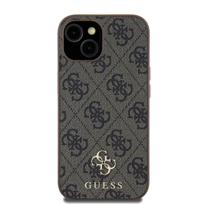 Apple iPhone 14 Kılıf Guess Orjinal Lisanslı M-safe Şarj Özellikli Small 4G Classic Kapak Kahverengi