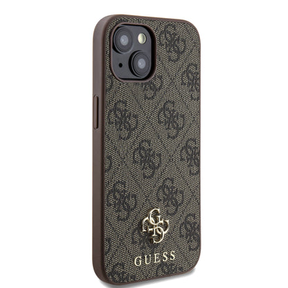 Apple iPhone 14 Kılıf Guess Orjinal Lisanslı M-safe Şarj Özellikli Small 4G Classic Kapak Kahverengi