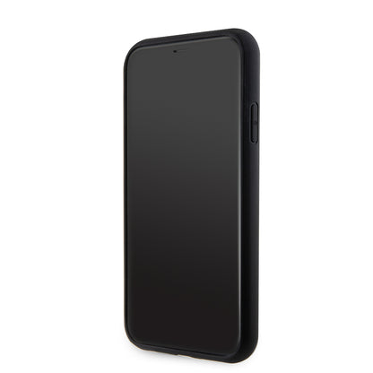 Apple iPhone 14 Kılıf Guess Orjinal Lisanslı M-safe Şarj Özellikli Yazı Logolu Saffiano Classic Kapak Siyah