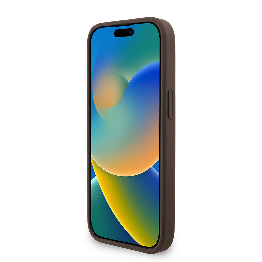 Apple iPhone 14 Kılıf Guess Orjinal Lisanslı PU Deri Bilek Askı İpli Metal Büyük 4G ve Yazı Logolu Kapak Pembe