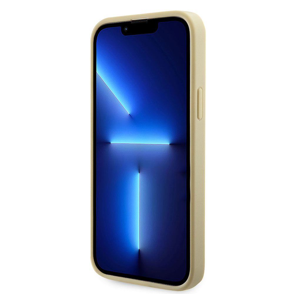 Apple iPhone 14 Kılıf Guess Orjinal Lisanslı Taşlı Arka Yüzey Üçgen Logolu Kapak Siyah