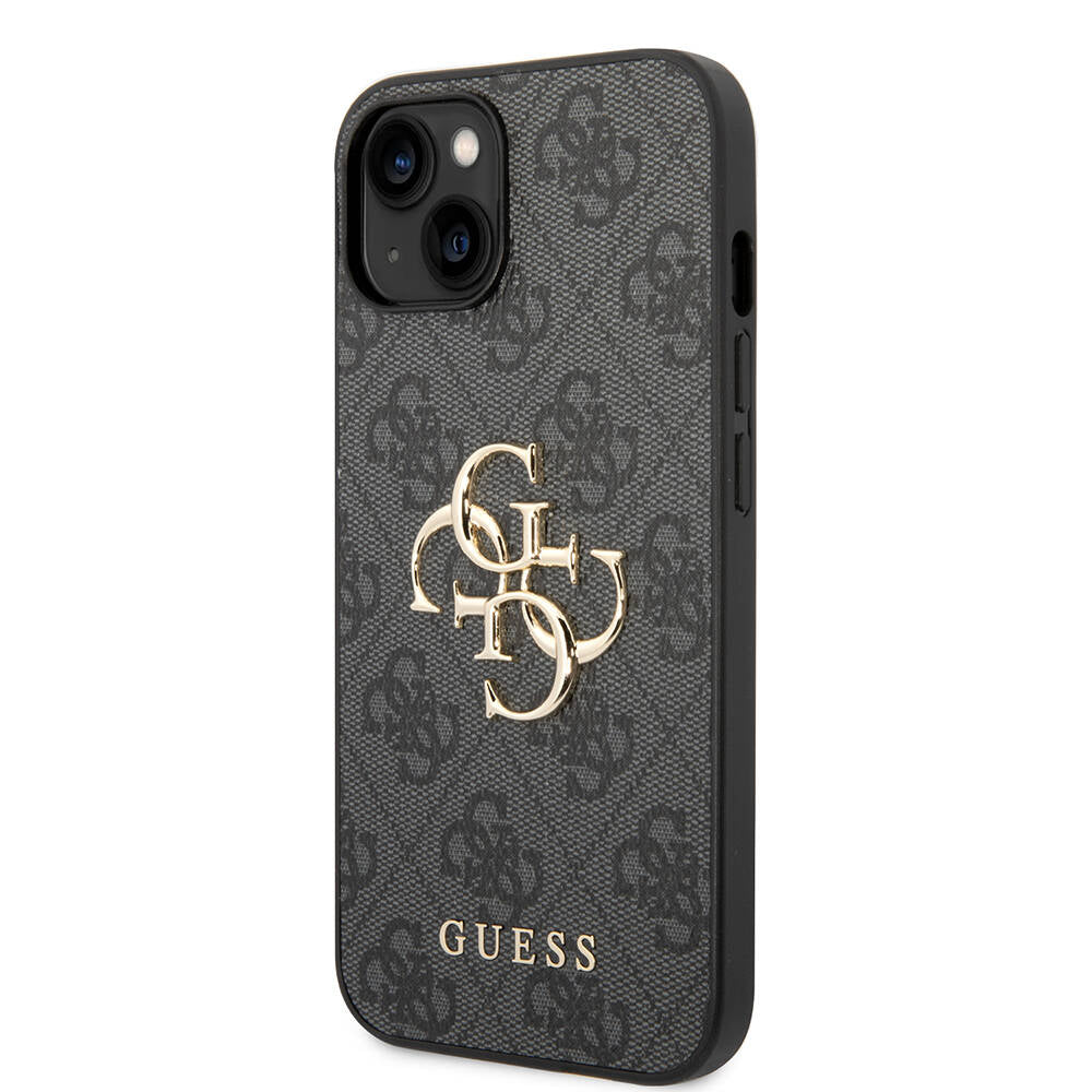 Apple iPhone 14 Kılıf Guess PU Deri Büyük Metal Logo Dizaynlı Kapak Pembe