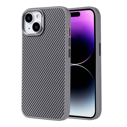 Apple iPhone 14 Kılıf M-safe Şarj Özellikli Karbon Fiber Görünümlü Zore Troy Kapak