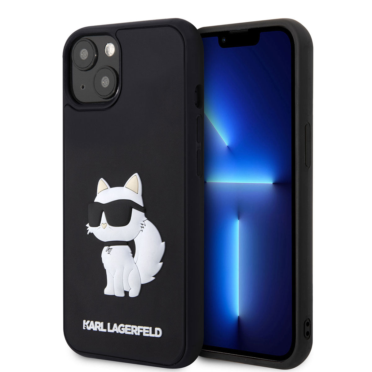 Apple iPhone 14 Kılıf Karl Lagerfeld 3D Rubber Choupette Dizayn Kapak Siyah