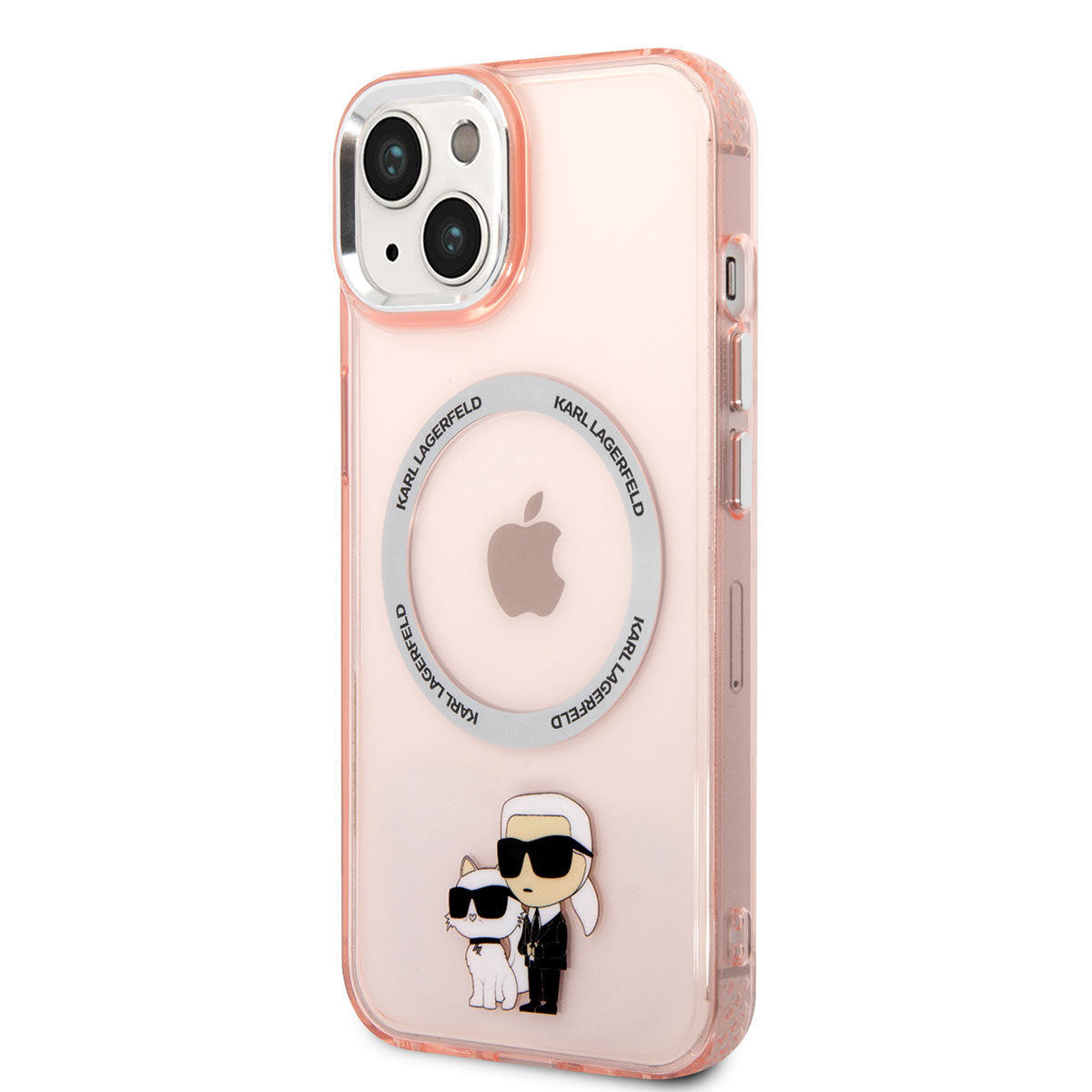 Apple iPhone 14 Kılıf Karl Lagerfeld M-safe Şarj Özellikli K&C Dizayn Kapak Pembe