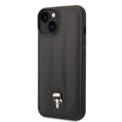 Apple iPhone 14 Kılıf Karl Lagerfeld Nylon Puffy Airbag Karl Dizayn Kapak Siyah