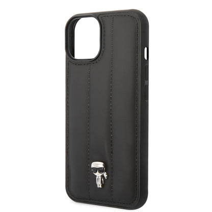 Apple iPhone 14 Kılıf Karl Lagerfeld Nylon Puffy Airbag Karl Dizayn Kapak Siyah