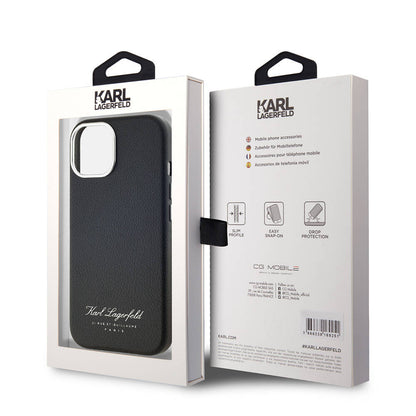 Apple iPhone 14 Kılıf Karl Lagerfeld Orjinal Lisanslı KL Yazılı Hotel Kapak Siyah