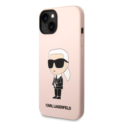 Apple iPhone 14 Kılıf Karl Lagerfeld Silikon Karl Dizayn Kapak Pembe