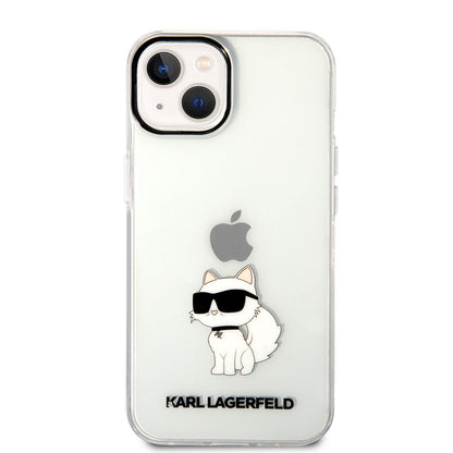 Apple iPhone 14 Kılıf Karl Lagerfeld Transparan Choupette Dizayn Kapak Renksiz