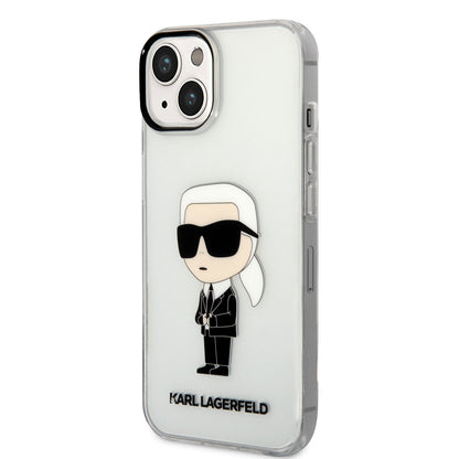Apple iPhone 14 Kılıf Karl Lagerfeld Transparan İkonik Karl Dizayn Kapak Renksiz