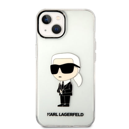 Apple iPhone 14 Kılıf Karl Lagerfeld Transparan İkonik Karl Dizayn Kapak Renksiz