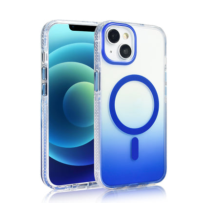 Apple iPhone 14 Kılıf M-safe Şarj Özellikli Transparan Renk Geçişli Zore Toros Kapak Mor