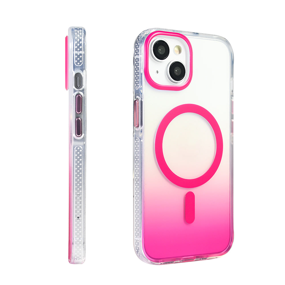 Apple iPhone 14 Kılıf M-safe Şarj Özellikli Transparan Renk Geçişli Zore Toros Kapak Rose Gold