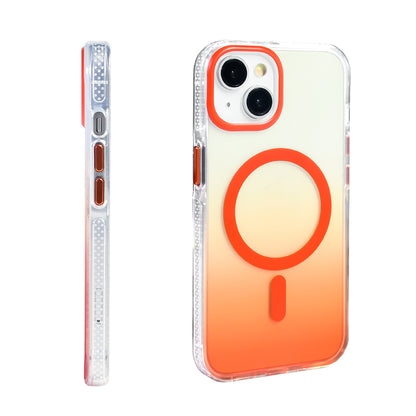 Apple iPhone 14 Kılıf M-safe Şarj Özellikli Transparan Renk Geçişli Zore Toros Kapak Mavi