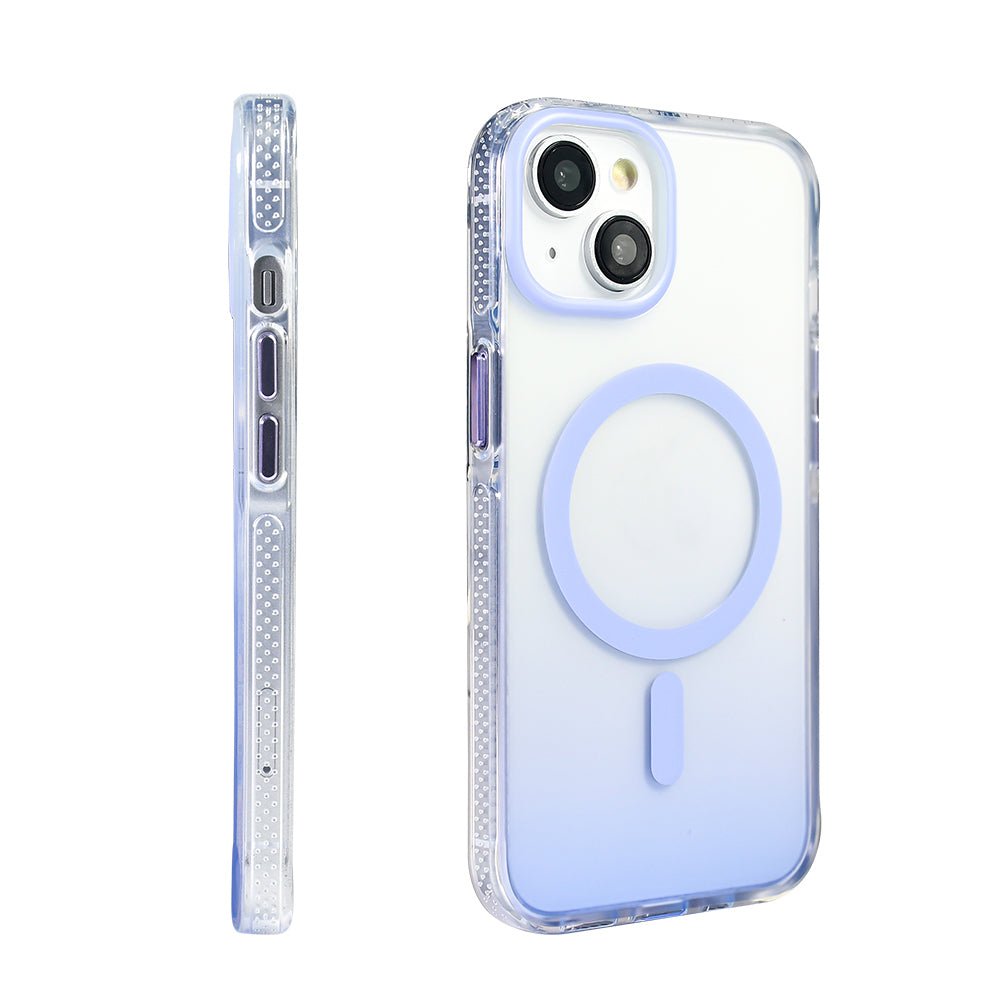 Apple iPhone 14 Kılıf M-safe Şarj Özellikli Transparan Renk Geçişli Zore Toros Kapak Gri